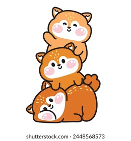 Cute squirrel stay on top each other greeting.Rodent animal character cartoon design.Image for card,poster,sticker,baby clothing,t shirt print screen.Relax.Lay.Kawaii.Vector.Illustration.