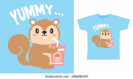 Cute Squirrel tee design concept