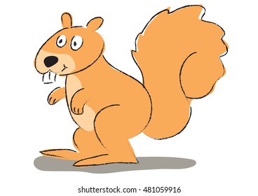 Cute squirrel vector cartoon isolated on white background