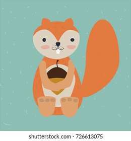cute squirrel vector flat design