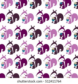 cute squirrel vector illustration. Fabric, wrapping paper, wallpaper, packaging.
