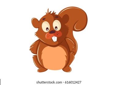 Cute Squirrel. Vector Illustration. Isolated on white background.