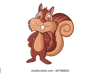 Cute Squirrel. Vector Illustration. Isolated on white background.
