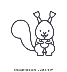 cute squirrel vector line icon, sign, illustration on background, editable strokes