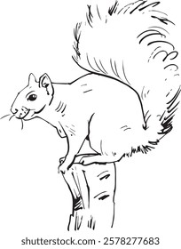 Cute Squirrel Waiting for Jumping 