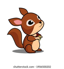 cute squirrels bring food vector design