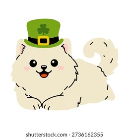 Cute St. Patrick’s Day Fluffy Dog Wearing Leprechaun Hat