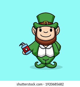 Cute St. Patrick's Day mascot fighting Covid-19