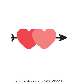  Cute St. Valentine's Day gift card with a heart. Vector illustration on white background . 