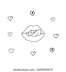 Lindo labio del personal Girly objeto para colorear página para niños y adultos 