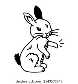 Cute standing bunny icon in drawing style 