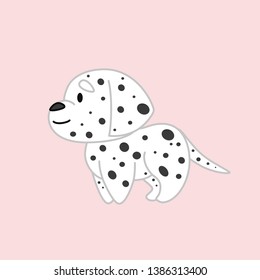 Cute Standing Dalmatian From Side Cartoon Vector Illustration