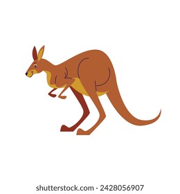 Cute Standing Kangaroo Cartoon Style Illustration