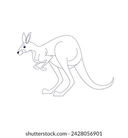 Cute Standing Kangaroo Outline Illustration