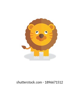 a cute standing lion flat animal illustration, this illustration is suitable for children's books, cards, pictures for children's clothes and so on