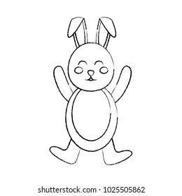 cute standing little bunny with hands up