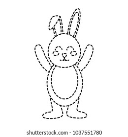 cute standing little bunny with hands up vector illustration sticker design