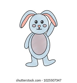 cute standing little bunny waving hand