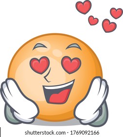 Cute staphylocuccus aureus cartoon character has a falling in love face