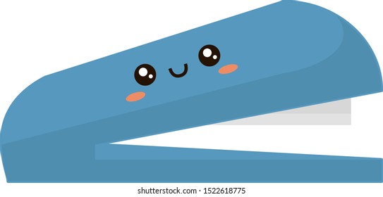 Cute stapler, illustration, vector on white background.