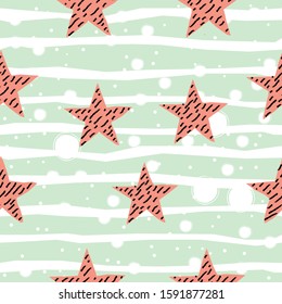 Cute Star Background. Seamless Pattern with stars. Vector Illustration.