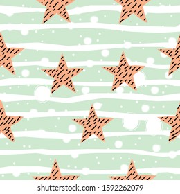 Cute Star Background. Seamless Pattern with stars. Vector Illustration.