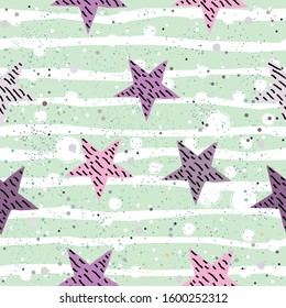 Cute Star Background. Seamless Pattern with stars. Vector Illustration.