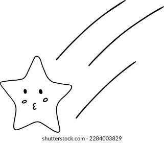 Icono de contorno de la expresión de emoción de dibujos animados de estrella corta. Ilustración del vector