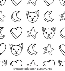 Cute star cat crescent pattern