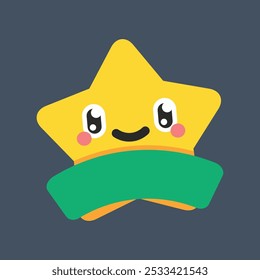 cute star character with blank text space in flat vector design.