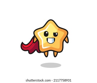 the cute star character as a flying superhero , cute style design for t shirt, sticker, logo element