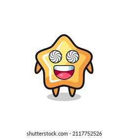 cute star character with hypnotized eyes , cute style design for t shirt, sticker, logo element