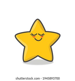 Cute Star Character Mascot Flat Cartoon Emoticon Vector Design Illustration