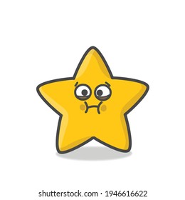 Cute Star Character Mascot Flat Cartoon Emoticon Vector Design Illustration
