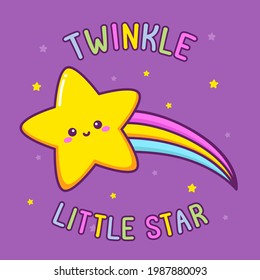 cute star with colorful rainbow