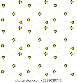 Cute Star drawing on white background beautiful seamless pattern. For printing, fabric, textile, manufacturing, wallpapers.