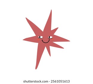 Cute star with emotions drawn in flat style. Hand drawn vector illustration.