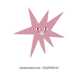 Cute star with emotions drawn in flat style. Hand drawn vector illustration.