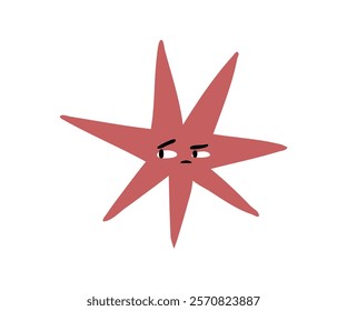 Cute star with emotions drawn in flat style. Hand drawn vector illustration.