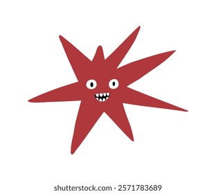 Cute star with emotions drawn in flat style. Hand drawn vector illustration.