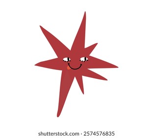 Cute star with emotions drawn in flat style. Hand drawn vector illustration.