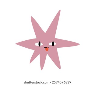 Cute star with emotions drawn in flat style. Hand drawn vector illustration.