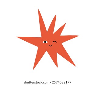 Cute star with emotions drawn in flat style. Hand drawn vector illustration.