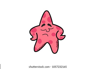 Cute Star Fish Character. Vector Illustration. isolated on white background.