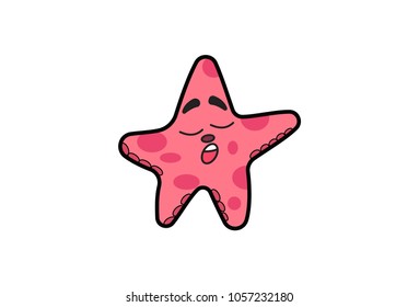 Cute Star Fish Character. Vector Illustration. isolated on white background.