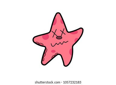 Cute Star Fish Character. Vector Illustration. isolated on white background.