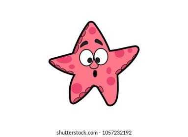 Cute Star Fish Character. Vector Illustration. isolated on white background.