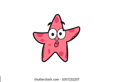 Cute Star Fish Character. Vector Illustration. isolated on white background.