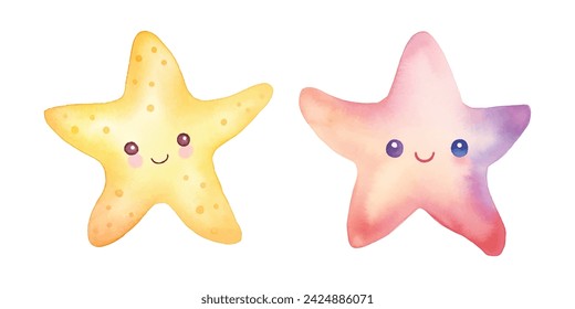 cute star fish watercolor vector illustration