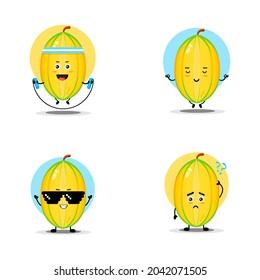 Cute star fruit character collection vector design